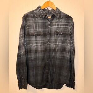 NEW Rafter S Apparel Large Black Dipped Plaid Button-Up Shirt
